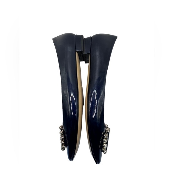 Kate Spade Women's Navy Patent Leather Jewel Buckle Toe Flats Size 10 NWOT - Picture 10 of 12